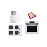 Bosch Beyaz 3 Lü Ankastre Set (Hjg852yw0t-Pop7c2p30o-Dwk63pj20t) 3D Fry - Pişirme Matı İle