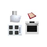 Bosch Beyaz 3 Lü Ankastre Set (Hjg852yw0t-Pop7c2p30o-Dwk67pj20t) 3D Fry - Pişirme Matı İle