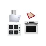 Bosch Beyaz 3 Lü Ankastre Set (Hua717bv0t-Pop6c2p30o-Dwk67pj20t) Buhar Destekli - Pişirme Matı İle