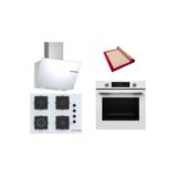 Bosch Beyaz 3 Lü Ankastre Set (Hua717bv0t-Pop7c2p30o-Dwk66pj20t) Buhar Destekli - Pişirme Matı İle