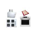 Bosch Beyaz Ankastre Set ( HUA736EV0T - POH7C2P31O - DWK67PJ20T ) Buhar Destekli - Pişirme Matı ile