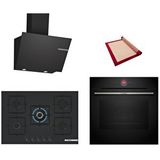 Bosch Black Deluxe 3 Lü Ankastre Set 601 ( Hbg7341b1- Pnq7b6p31o - Dwk66pj60t ) - 3d Fry - 75cm Wok Bek Siyah