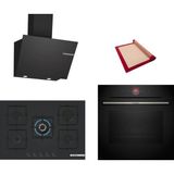 Bosch Black Deluxe 3 Lü Ankastre Set 601 ( HBG7341B1- PNQ7B6P31O - DWK66PJ60T ) - 3D Fry - 75CM Wok Bek
