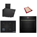 Bosch Black Deluxe 3 Lü Ankastre Set 602 ( Hbg7341b1- Poh7c6p31o - Dwk66pj60t ) - 3d Fry - 67cm Wok Bek Siyah