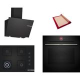 Bosch Black Deluxe 3 Lü Ankastre Set 602 ( HBG7341B1- POH7C6P31O - DWK66PJ60T ) - 3D Fry - 67CM Wok Bek