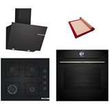 Bosch Black Deluxe 3 Lü Ankastre Set 606 ( Hbg7563b1- Pop6c6p31o - Dwk66pj60t ) - 4d Hot Air - 3d Fry Siyah
