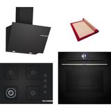 Bosch Black Deluxe 3 Lü Ankastre Set 608 ( HBG7764B1- POH7C6P31O - DWK66PJ60T ) - 4d Hot Air - 3D Fry - 67CM Wok Bek