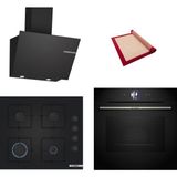 Bosch Black Deluxe 3 Lü Ankastre Set 609 ( HBG7764B1- POP6C6P31O - DWK66PJ60T ) - 4d Hot Air - 3D Fry