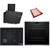 Bosch Black Deluxe 3 Lü Ankastre Set 611 ( Hrg232eb3 - Poh7c6p31o - Dwk66pj60t ) - Buharlı - 3d Fry - 67cm Wok Bek Siyah
