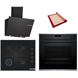 Bosch Black Deluxe 3 Lü Ankastre Set 612 ( Hrg232eb3 - Pop6c6p31o - Dwk66pj60t ) - Buharlı - 3d Fry Siyah