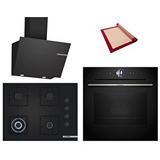 Bosch Black Deluxe 3 Lü Ankastre Set 617 ( Hrg7361b1 - Poh7c6p31o - Dwk66pj60t ) - Buharlı - 4d Hot Air - 3d Fry - 67cm Wok Bek Siyah