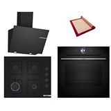 Bosch Black Deluxe 3 Lü Ankastre Set 618 ( Hrg7361b1 - Pop6c6p31o - Dwk66pj60t ) - Buharlı - 4d Hot Air - 3d Fry Siyah