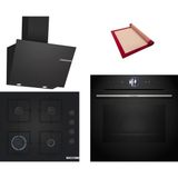 Bosch Black Deluxe 3 Lü Ankastre Set 618 ( HRG7361B1 - POP6C6P31O - DWK66PJ60T ) - Buharlı - 4d Hot Air - 3D Fry