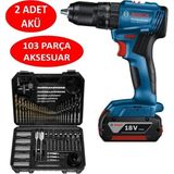 Bosch Çift Akülü Darbeli Matkap ve 103 Parça Uç Seti, Çok Amaçlı Kullanım - Seçenek 1