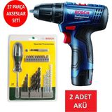 Bosch Çift Akülü Şarjlı Matkap Seti + 27 Parça Vidalama Ucu - Seçenek 1