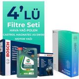 Bosch Citroen C4 1.4 Benzinli Castrol Motor Yağlı 2004-2010 4'lü Filtre Bakım Seti