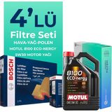 Bosch Citroen C4 Cactus 1.2 Benzinli Motul Motor Yağlı 2014-2021 4'lü Filtre Bakım Seti