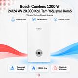 Bosch Condens 1200W 24 Kw Yoğuşmalı Kombi (Baca Kiti Dahil) (Montaj Hariç)