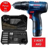 Bosch Darbeli Matkap Akülü Vidalama Seti 103 Parça Beyaz Renkli Güçlü 2 Adet Akü ile