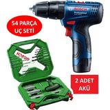 Bosch Darbeli Matkap Şarjlı Matkap Akülü Vidalama + 54 Parça Matkap Ucu Vidalama Ucu Tornavida Seti