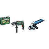 Bosch EasyImpact 600 Darbeli Matkap (600 W, Takım Çantası Dahil, Elektronik Hız Kontrolü, Ergonomik, 1.7 Kg, Yeşil) + Bosch GWS 7-115 Avuç Taşlama Makinesi (720 W, Disk Çapı: 115 mm, 11.000 dev/dak)