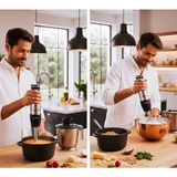 Bosch Ergomaster El Blender Seti 1000W Güçlü Motor Paslanmaz Çelik Quattroblade Bıçaklı Mikser Doğrayıcı ve Çırpıcı Set MSM4B674 - Siyah