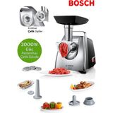 Bosch Et, Balık Veya Sebze Doğrayabilir Çok Fonksiyonlu 2000W Güç ,çelik Dişli Sucuk Sosis Kıyma Makinesi - Gri