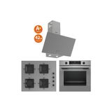 Bosch & Ferre Antrasit 3 Lü Ankastre Set - Ultra Sessiz Davlumbaz - 42 Db ( Hua717bn0t - Ss208 - D088-Sa) Buhar Destekli