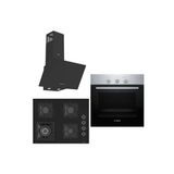 Bosch &Ferre Apiralla Wok Bek - Döküm Izgara 3 lü Ankastre Set (HBF011BR0T - SC405 - D086) 65 cm Ocak