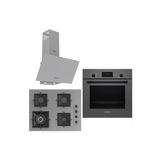Bosch &Ferre Grigio Wok Bek - Döküm Izgara 3 lü Ankastre Set ( HBF512BH1T - SC408 - D088 ) 65 cm Ocak