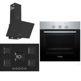 Bosch & Ferre Large Apiralla D086 - HBF011BR0T - SS035 Siyah 3'lü Ankastre Set
