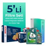 Bosch Fiat Bravo 1.6 Dizel Castrol Motor Yağlı 2007-2015 5'li Filtre Bakım Seti