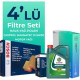 Bosch Fiat Linea 1.3 Dizel Filtre Bakım Seti Cast Rol Motor Yağlı Euro 5 (2009-2017) 4 Lü