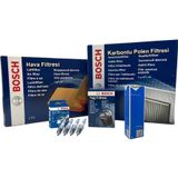 Bosch Ford Focus 1 1.6 Benzinli Bosch Filtre Bakım Seti 1998-2005 Hava+Yağ+Karbonlu Polen+Buji Seti+Orj Benzin Filtresi