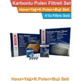 Bosch Ford Focus 3 1.6 Benzinli Bosch Filtre Bakım Seti 2011-2018 Hava+Yağ+Karbonlu-Polen+Buji-Seti
