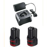 Bosch Gba 12V 2.0AH Professional Akü (Çift) ve Bosch Gal 12 V-20 Şarj Aleti