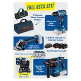 Bosch GBH 18 V 22 + GWS 18 V8 + GSR 18 V 45 Şarjlı Darbeli Vidalama Akülü Taşlama Kırıcı Delici Hilti Seti
