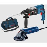 Bosch Gbh 2-28 880 W Pnömatik Kırıcı-Delici + Gws 9-115 900 W Avuç Taşlama Makinesi + Hediye Professional Alet Çantası