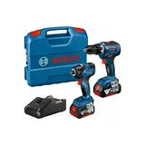 Bosch GDX 18V-285 + GSR 185-Li 2x5 Ah Akülü Elektrikli El Aletleri Seti