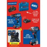 Bosch Gdx 18V 285 Somun Sıkma Gsb 185 Li Darbeli Akülü Vidalama Kömürsüz Şarjlı Matkap Çift Akü Ikili Set