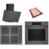 Bosch Grey 3 Lü Ankastre Set 625 ( Hbj559eh6t - Pop6c9p31o - Dwk64pj70t ) - 3d Fry Tepsili - Pişirme Matı Ile Gri