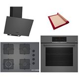 Bosch Grey 3 Lü Ankastre Set 626 ( Hbj559eh6t - Pop7c9p31o - Dwk64pj70t ) - 3d Fry Tepsili - 67cm Ocak - Pişirme Matı Ile Gri