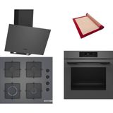 Bosch Gri 3 Lü Ankastre Set 345 ( HJG852YN0T - POP6C9P30O - DWK64PJ70T ) - 3D Fry Hava ile Kızartma