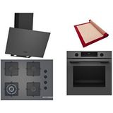 Bosch Gri 3 Lü Ankastre Set 349 ( Hua717bn0t - Poh7c9p30o - Dwk64pj70t ) 67cm Wok Bek Ocak - Buhar Destekli Fırın - Pişirme Matı Ile