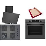 Bosch Gri 3 Lü Ankastre Set 354 ( Hua736en0t - Poh7c9p30o - Dwk64pj70t ) 67cm Wok Bek Ocak - Buhar Destekli - Pişirme Matı Ile