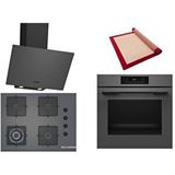Bosch Gri 3 Lü Ankastre Set 357 ( Hjg852yn0t - Poh7c9p30o - Dwk64pj70t ) 67cm Wok Bek Ocak - 3d Fry Hava Ile Kızartma - Pişirme Matı Ile