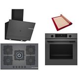 Bosch Gri 3 Lü Ankastre Set 366 ( HUA736EN0T - PNQ7B9P30O - DWK67PJ70T ) 75CM Wok Bek Ocak - Buhar Destekli - Pişirme Matı ile