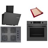 Bosch Gri 3 Lü Ankastre Set 373 ( HUA717BN0T - POP7C9P30O - DWK66PJ70T ) 67CM Ocak - Buhar Destekli - Pişirme Matı ile