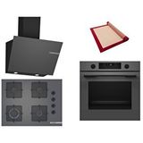 Bosch Gri 3 Lü Ankastre Set 378 ( HUA736EN0T - POP7C9P30O - DWK66PJ70T ) 67CM Ocak - Buhar Destekli - Pişirme Matı ile