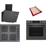 Bosch Gri 3 Lü Ankastre Set 409 ( HUA717BN0T - POP6C9P30O - DWK66PJ70T ) - Buhar Destekli -